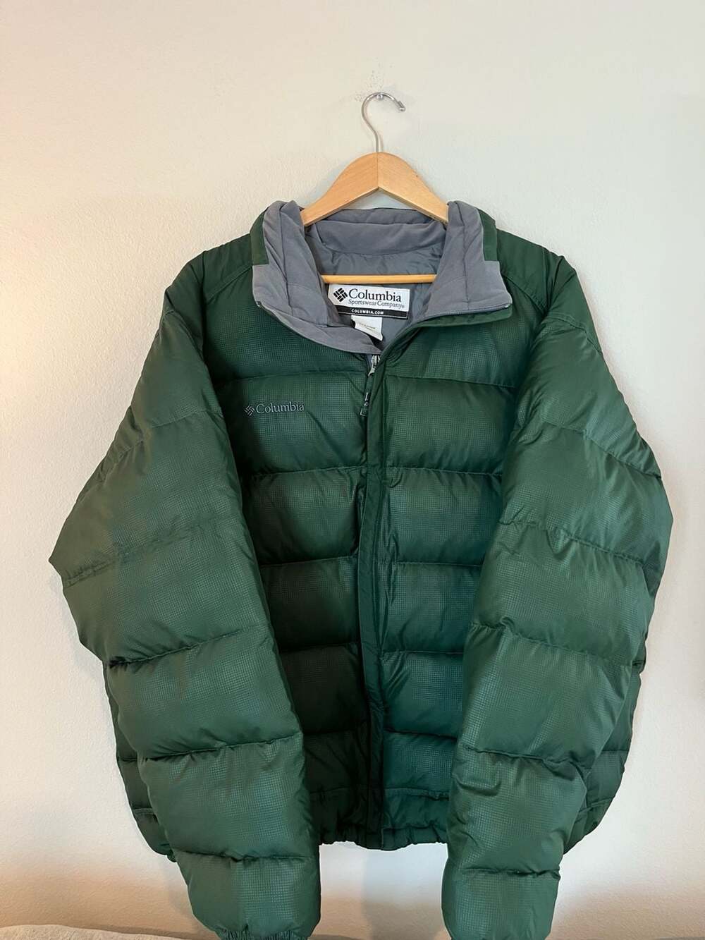 Columbia, Winter Puffer Jacket, Goose Down Filled, Insulated, Green, XL